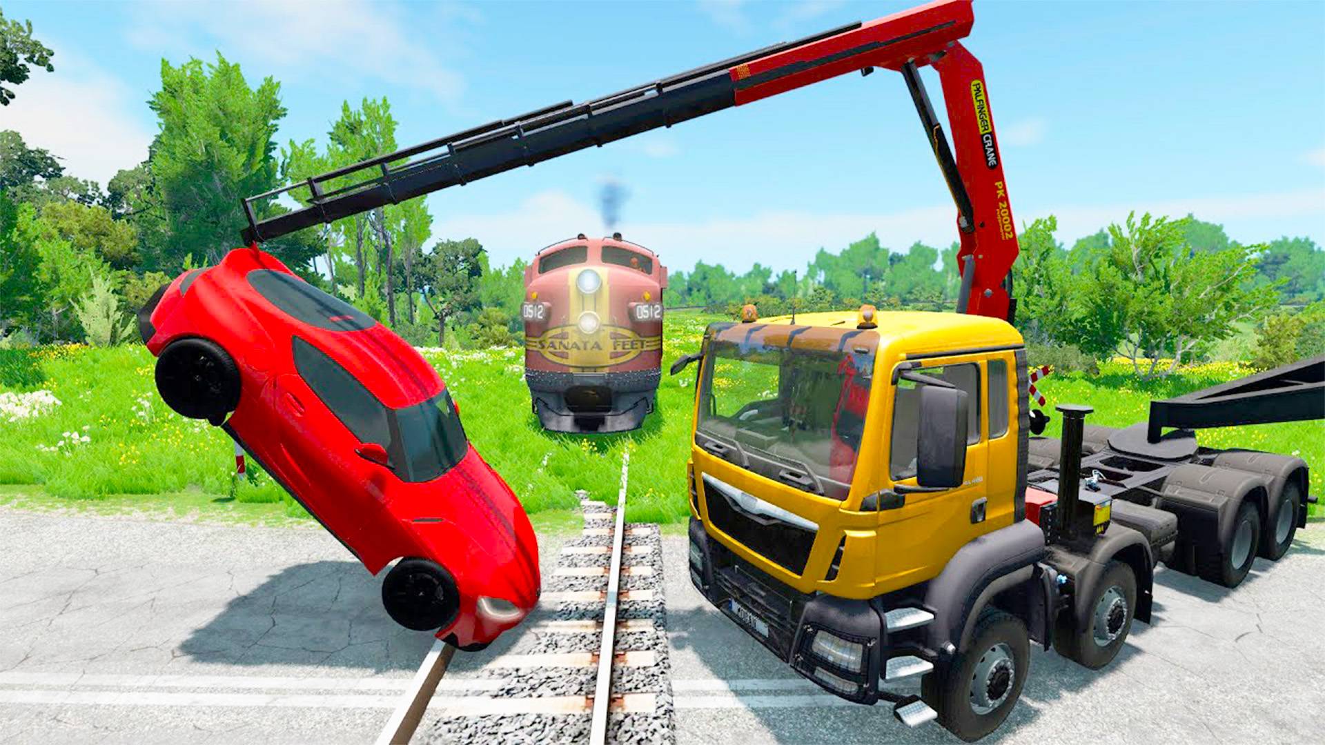Автокран-спасатель VS Поездов и рельсов 😱|BeamNG.Drive|Бемиджи Драйв смотреть онлайн