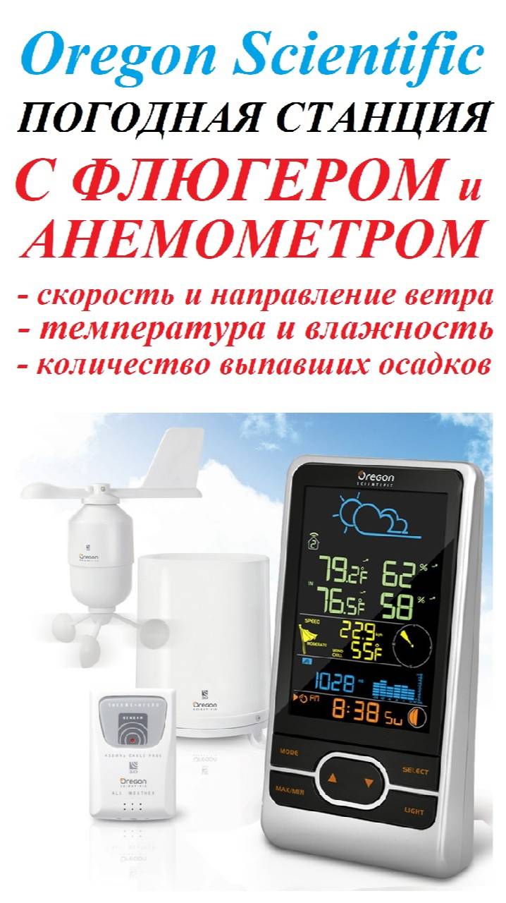 Многофункциональная беспроводная метеостанция с цветным дисплеем Oregon Scientific WMR86NS смотреть онлайн