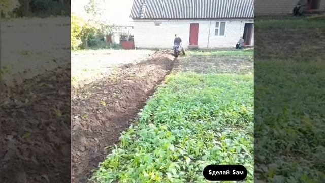 Вспашка в свал мотоблоком
