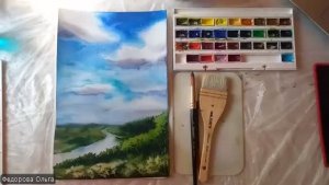 Акварель.  Солнечный денёк