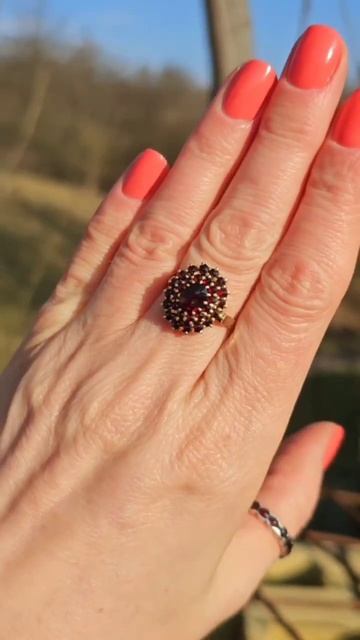 Богемские гранаты пиропы в серебряном с позолотой кол