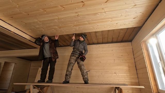 Потолок из вагонки Штиль в экодоме смотреть онлайн