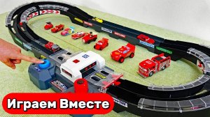 Машинки из мультика Тачки  🚗 Гонки машинок 🚗 Молния Маккуин на гоночном треке ! Видео для детей