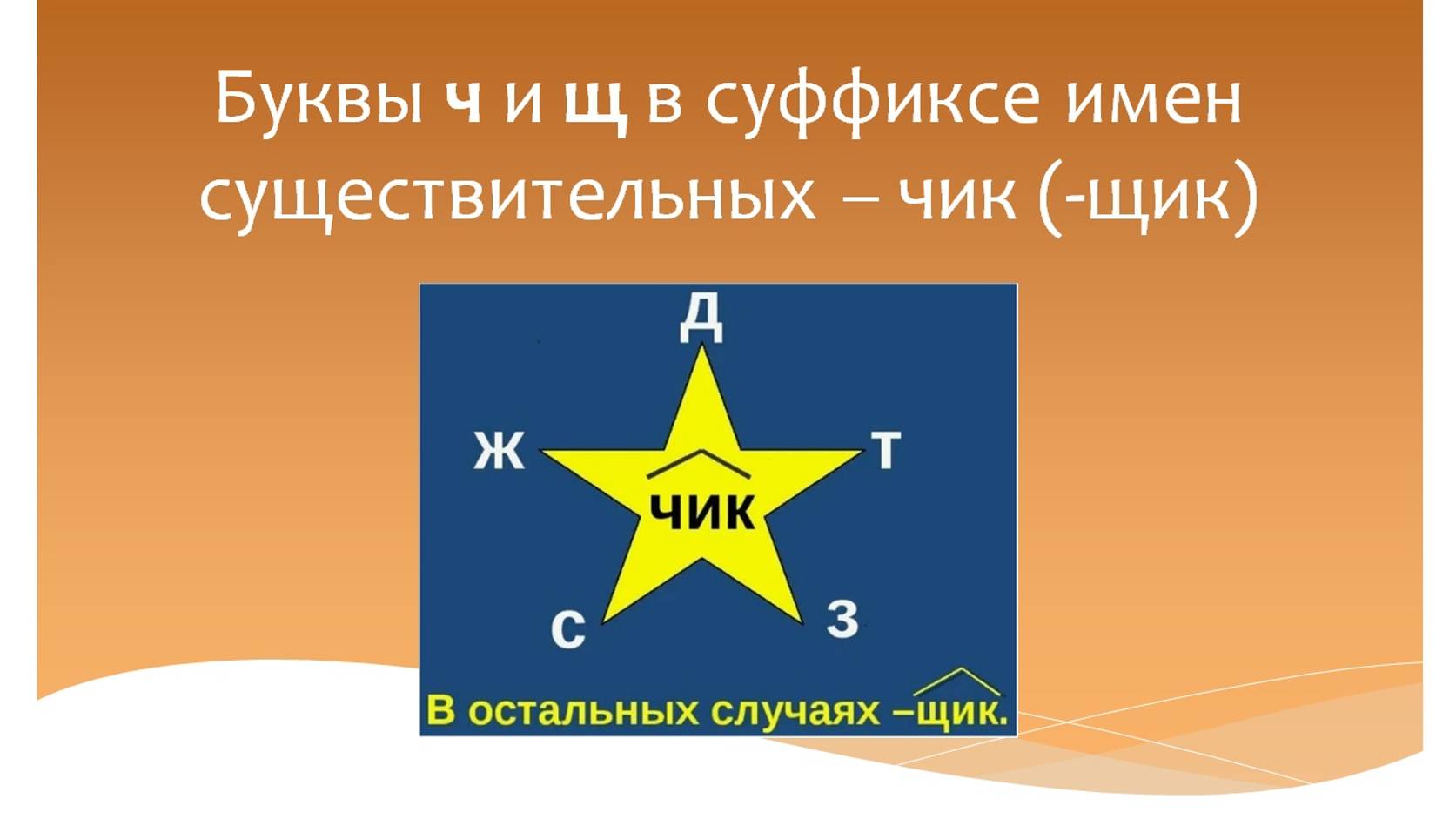 Буквы ч и щ в суффиксе имен существительных – чик (-щик). Русский язык 5 класс. смотреть онлайн