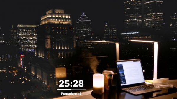 3 часа StudyWithMe - Fire Crackling Sounds  City Series at Sunset - Pomodoro 50/10