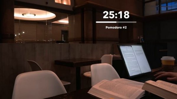 3 часа StudyWithMe - Coffee Shop Ambience Cozy Cafe Study -Pomodoro 50/10 No Music