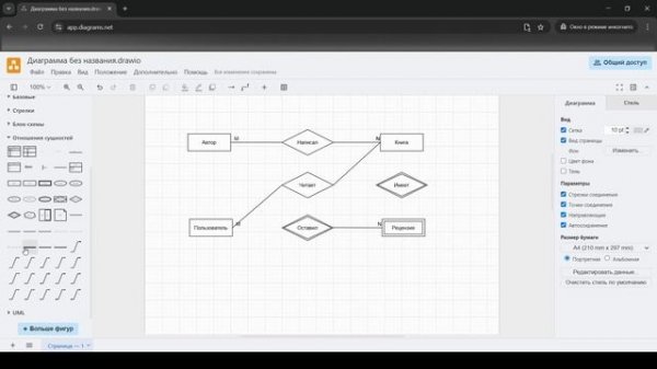 Создание ER-диаграммы с использованием Draw.io