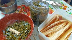 удобный способ промывать замачивать сухие водоросли ламинария салат морская капуста и спаржа сушёная