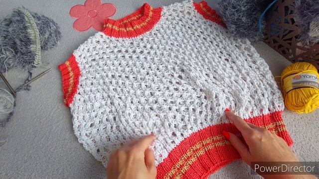 ОРИГИНАЛЬНАЯ БЕЗРУКАВКА КРУПНОЙ СЕТКОЙ. ХЛОПОК YARNART CREATIVE смотреть онлайн