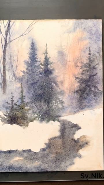 Рисую зимний пейзаж. Time lapse. #watercolor #winter Музыка: Sunny Музыкант: Ilya Truhanov смотреть онлайн