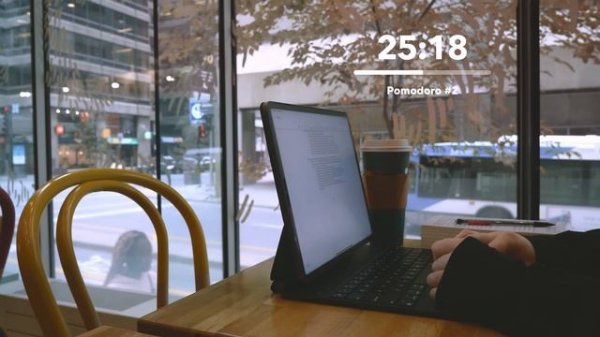 3 часа StudyWithMe - Cozy Morning at a Cafe rain sounds - Pomodoro 50/10  No Music