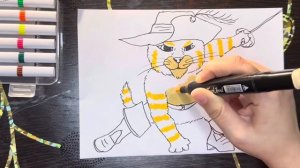 Как нарисовать Кота в сапогах из мультика Шрек |    How to draw Puss in Boots from the cartoon Shre