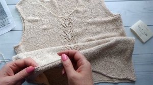 Летняя майка спицами из буретного шелка.