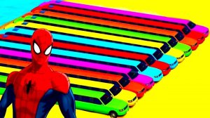 Мультфильм с цветными длинными машинами Человек-паук и супергерои для детей