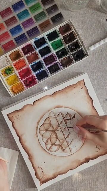 Акварель Цветок Жизни. #watercolor #drawing #watercolorpainting смотреть онлайн