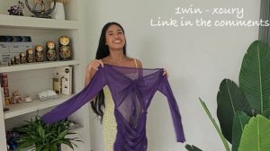 [4к] красивая девушка переодевается | try on haul | purple dress outfi