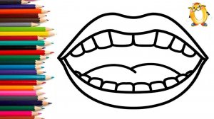 Мультик - раскраска для детей РОТ. Учимся как рисовать ГУБЫ, ЗУБЫ, а также учим цвета // ОБУЧАШКА ТВ