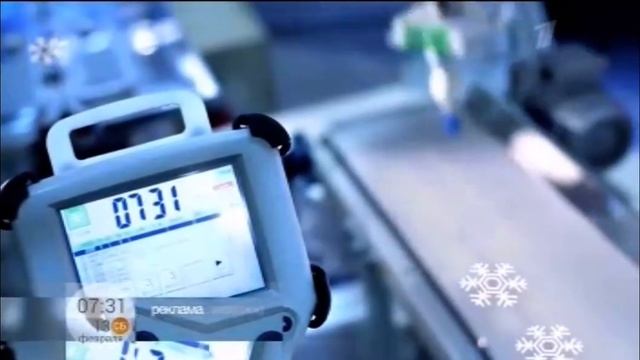Рекламная заставка Первый Канал Февраль зима утро снежинки