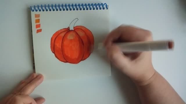 Осваиваю рисование маркерами. Тыква. смотреть онлайн