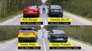 КИТАЙЦЫ на ФОНЕ VAG и КОРЕЙЦА!Geely Atlas,Preface vs Kia Stinger vs Omoda S5 GT ST.1 vs Tiguan ST.1