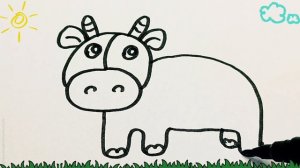 Рисуем корову легко и просто | Как нарисовать корову #рисование #рисуемкорову #drawing