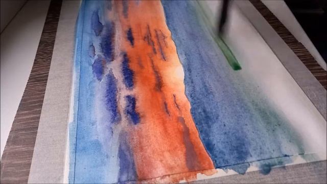 Акварель. Природа Алтая. Закат. Watercolour. Landscape. смотреть онлайн