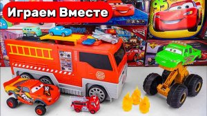Машинки мультики ! Играем в машинки из мультика ТАЧКИ 🚗 радиоуправляемый Маккуин + монстр-трак !