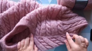 Краткое описание Японское плечо Свитер с косами Размер 52-54