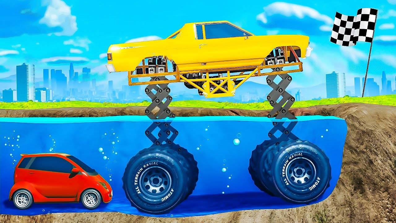 Сможет ли монстр трак проехать глубокую воду в гта 5 ? - эксперимент в gta 5 смотреть онлайн