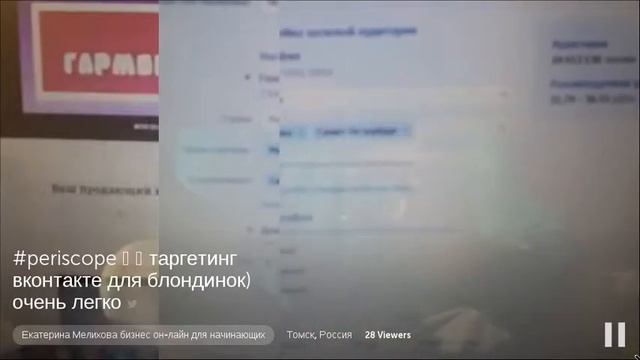 Екатерина Мелихова бизнес он-лайн для начинающих - #periscope таргетинг вконтакте для блондинок