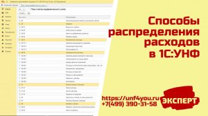 Способы распределения расходов в 1СУНФ