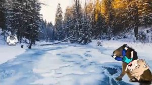 Песня ,,Как на тоненький ледок выпал беленький снежок" ПРИКОЛ 😂😂😂