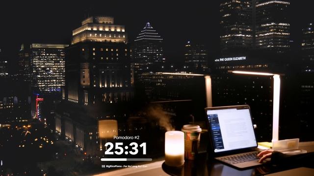 3 часа StudyWithMe - Calm Piano Music City Series At Sunset - Pomodoro 50/10