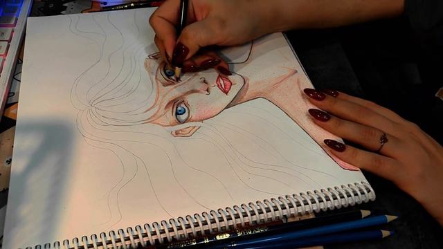 speedpaint Рисуем портрет девушки цветными карандашами смотреть онлайн