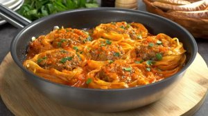 ГНЕЗДА ТАЛЬЯТЕЛЛЕ С МЯСНЫМ ФАРШЕМ - быстро, вкусно и в одной сковороде. Рецепт от Всегда Вкусно!