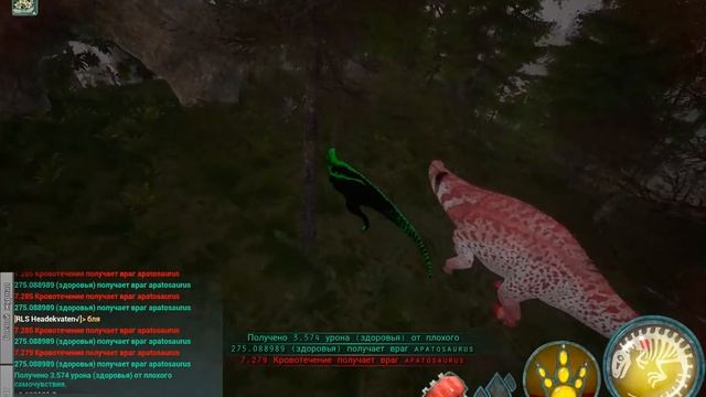 Акрокантозавр напал на апатозавра.