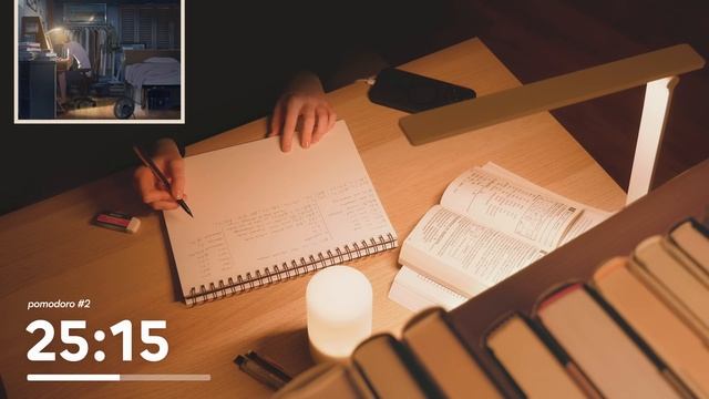 3 часа StudyWithMe - Inspired Rainy Night Japanese Countryside - Pomodoro 50/10