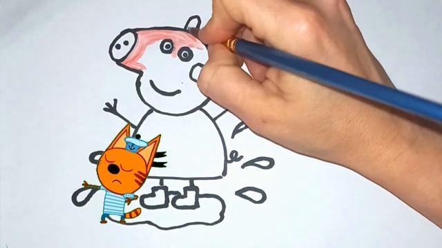 Как нарисовать свинку Пеппу. Мультик раскраска для детей. Учимся рисовать простые рисунки Учим цвет смотреть онлайн