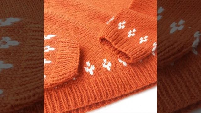 Свитер с листочками, Лопапейса, оранжевый вязаный свитер смотреть онлайн