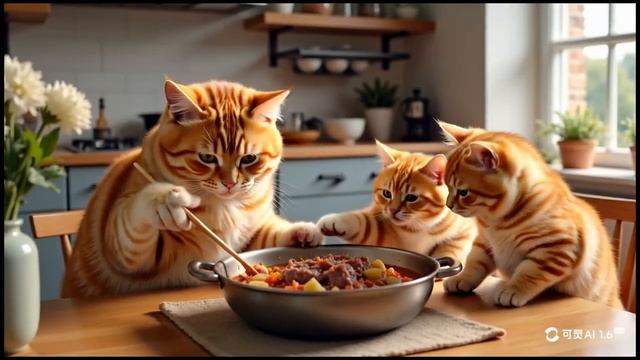 Mama Cat Goes to Buy Meat, Come back Home to Make Beef Meatballs for Kittens 🐾❤️ смотреть онлайн