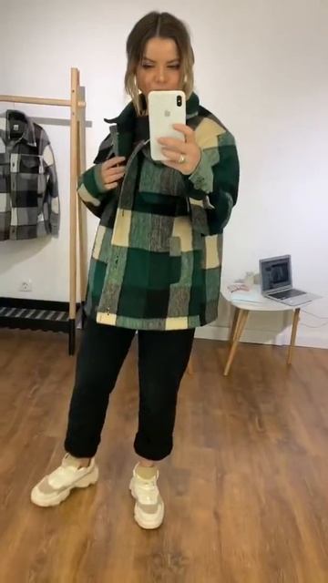 Демисезонный бомбер - рубашка Зеленый смотреть онлайн