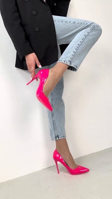 Жіночі туфлі човники на підборах колір фуксія рожеві ? смотреть онлайн