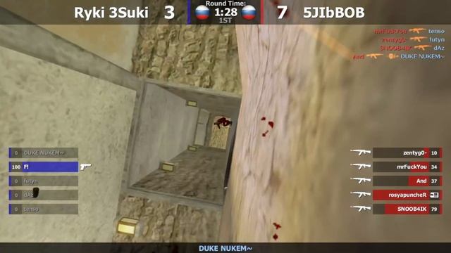 CS 1.6 LAN-турнир Golden Guns Ryki3Suki (Калуга) vs 5JIbBOB (Москва, Балабаново) 3 раунд 1 карта смотреть онлайн