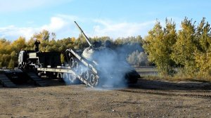 Танк Т-62А Заезд на трал. Звук В-55.