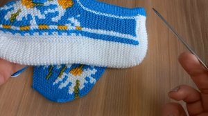 Вязаные тапочки "Ромашки"💥вяжем спицами