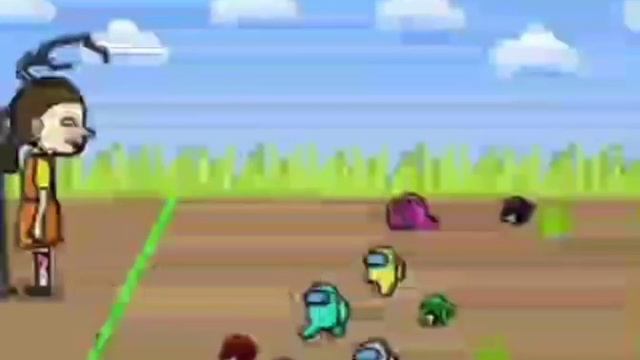 Among us играет в кальмара смотреть онлайн