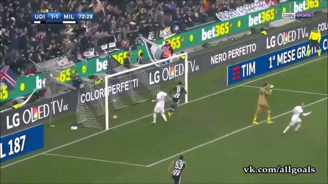 Удинезе 2-1 Милан. Гол де Пауля смотреть онлайн
