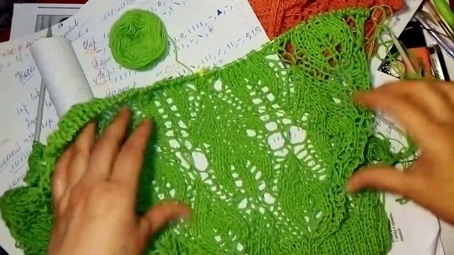 Зелёный ажурный пуловер узором из листьев. РАСПУСКАЮ И ВЯЖУ ПО ДРУГОМУ. ПРИНОШУ СВОИ Извинения смотреть онлайн