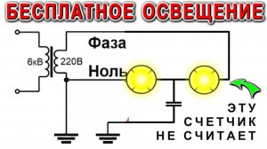 Беспланое электричество для освещения Без фазы и Земли без обмана счетчика