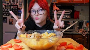 Мукбанг | Тушёная картошка с курицей | Обжор Асмр